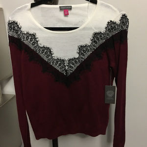 Vince Camuto Lace Accent Sweater-S BNWT